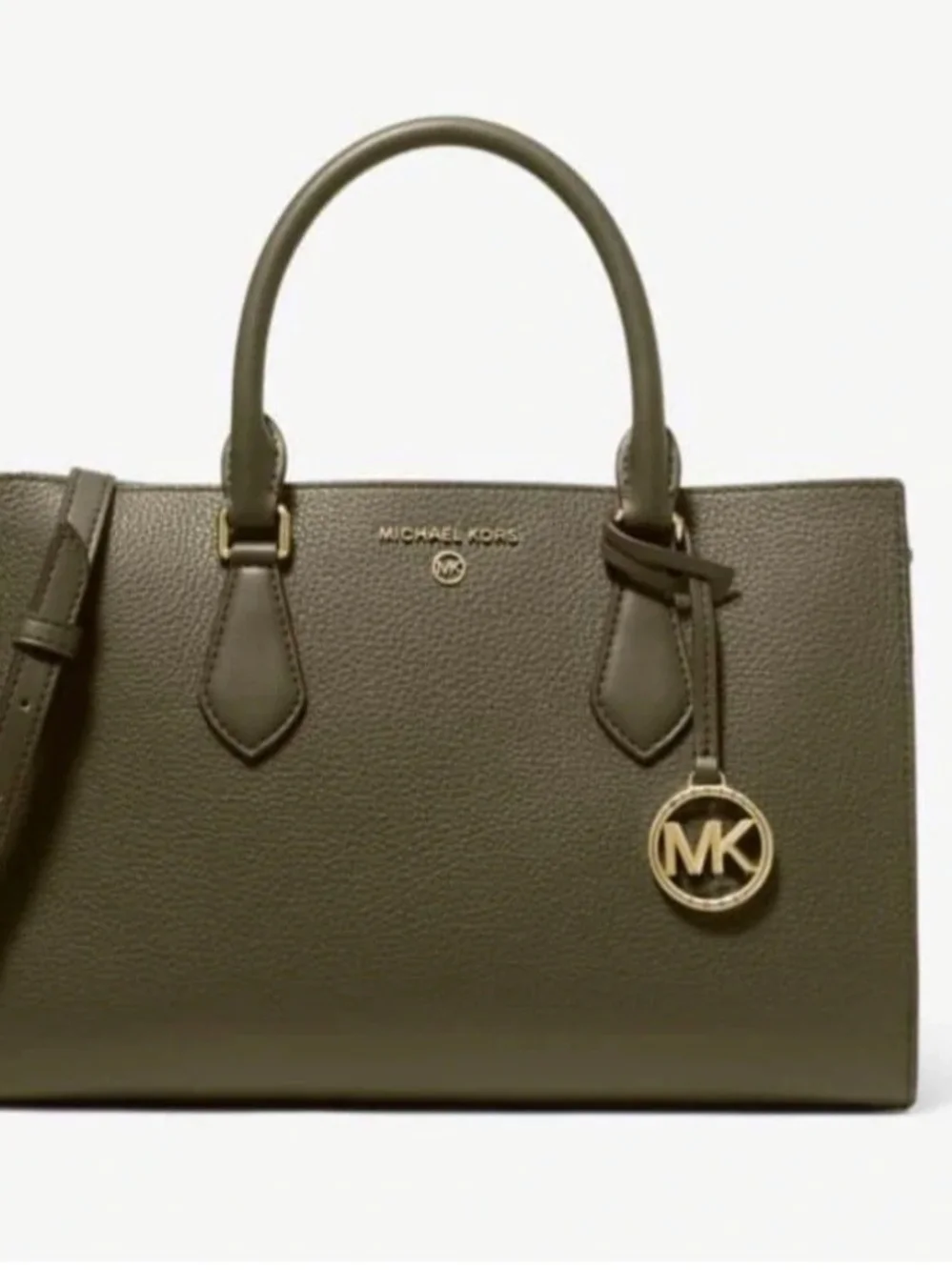 Michael Kors Mint Leather Shoulder Bag with Gold-Tone Hardware
